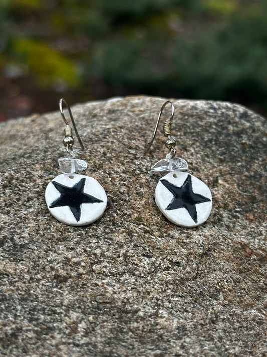 Boucles d'Oreilles Celte - Pentacle | Quartz Clair