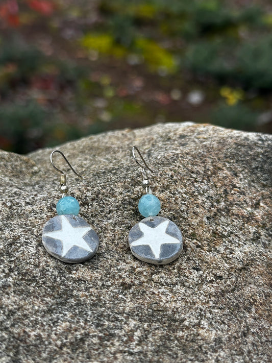 Boucles d'Oreilles Celte - Pentacle | Jade